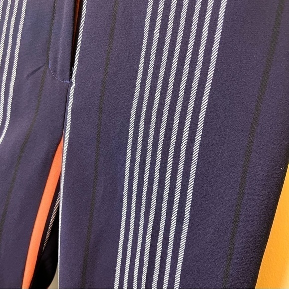 Express Dress Pants Womens Size 10 Ankle High Rise Striped Blue Pink Coral Work - Picture 2 of 9
